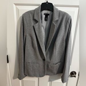 Lane Bryant Plus Stretch Ponte Blazer Jacket Gray Heather Lined Size 18